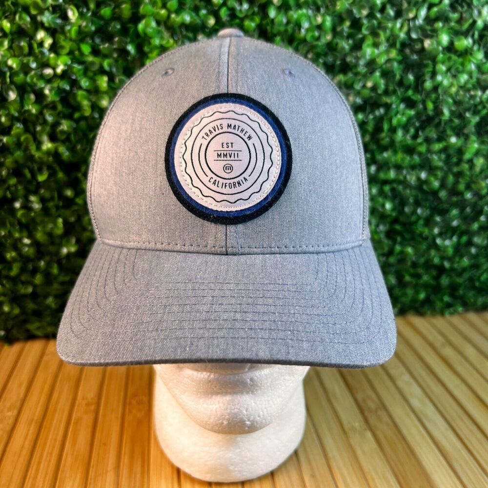 Travis Mathew THE PATCH Hat Heather Grey Adult OS Snap Back Trucker Hat Cap